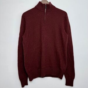 Men's BLACK BROWN 1826 Luxe Lambswool Blend Burgundy 1/4 Zip Sweater Size L
